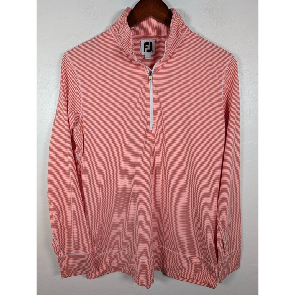 Footjoy Top Jacket‎ Women Med Striped 1/4 Zip Pullover Stretch Athleisure Golf